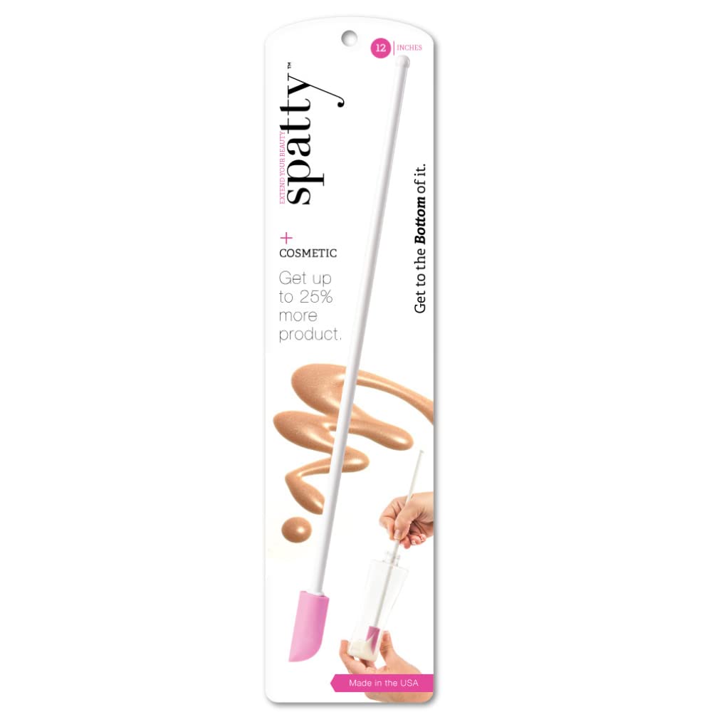 Spatty Daddy Beauty Makeup Spatula (12 Inch Pink) Shark Tank Mom Made Scrapes Last Drop of Lotion Mini Spatula Makeup Long Makeup Spatula Scoop for Makeup Makeup Stocking Stuffer Makeup Spatula